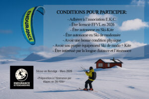 Conditions de participations séjour mars 2026 snowkite